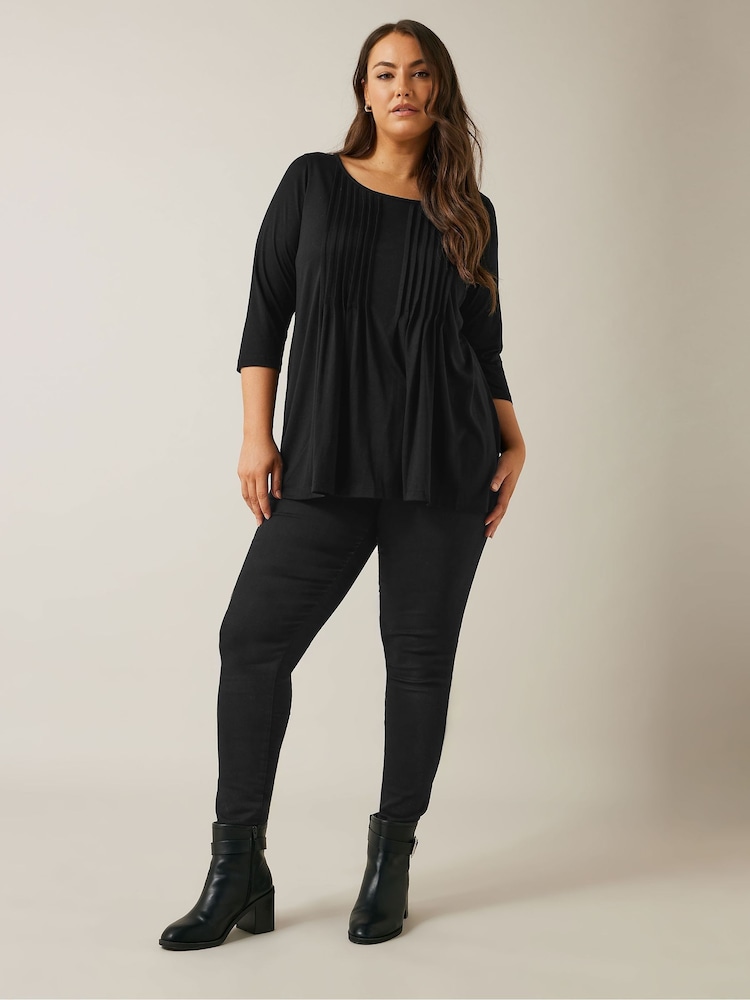 Negro - Evans 3/4 Sleeve Pintuck Top - Imagen 2 de 5 Negro - Evans 3/4 Sleeve Pintuck Top - Imagen 2 de 5