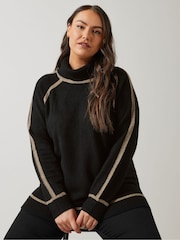 Evans Colorblock Roll Neck Black Jumper - Image 1 of 5