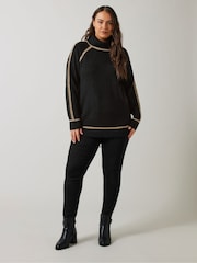Evans Colorblock Roll Neck Black Jumper - Image 2 of 5