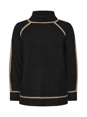 Evans Colorblock Roll Neck Black Jumper - Image 5 of 5