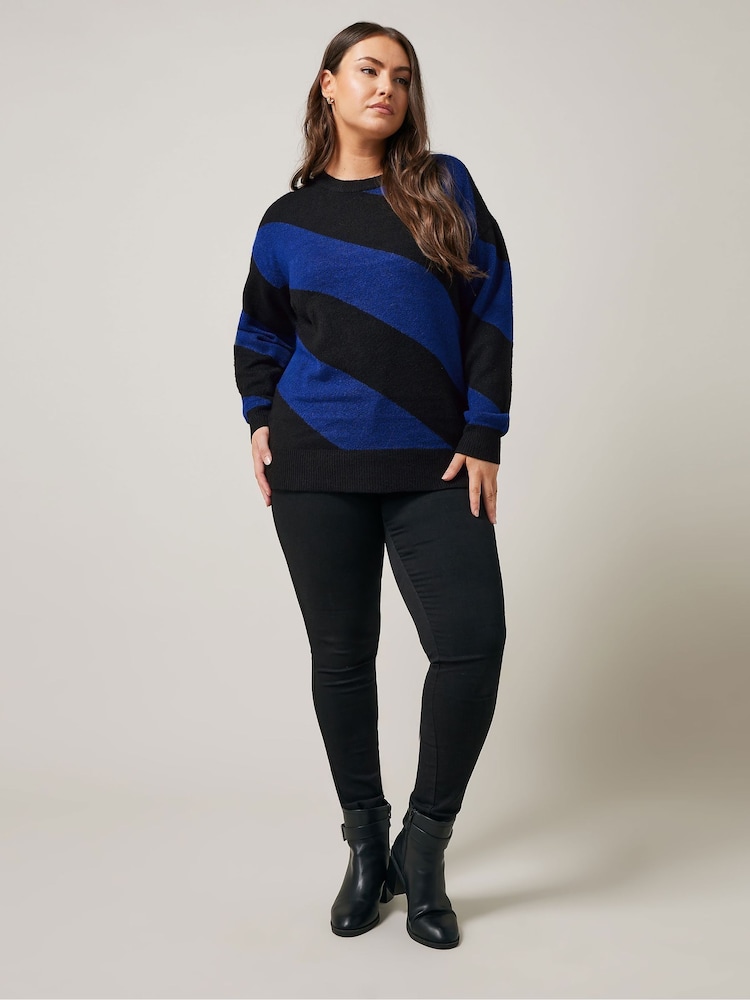 Evans Cream/Preto Diagonal Stripe Jumper - Imagem 2 de 5