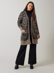 Evans Animal Jaquard Black Cardigan - Image 1 of 5