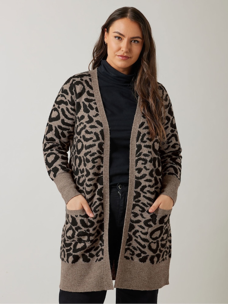 Evans Animal Jaquard Black Cardigan - Image 2 of 5