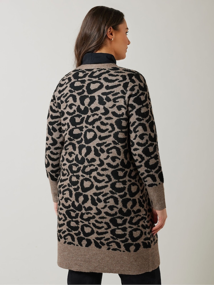 Evans Animal Jaquard Black Cardigan - Image 3 of 5