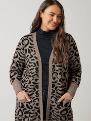 Evans Animal Jaquard Black Cardigan - Image 4 of 5