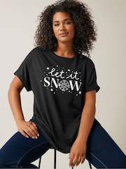 Evans Let It Snow Black T-Shirt - Image 1 of 5