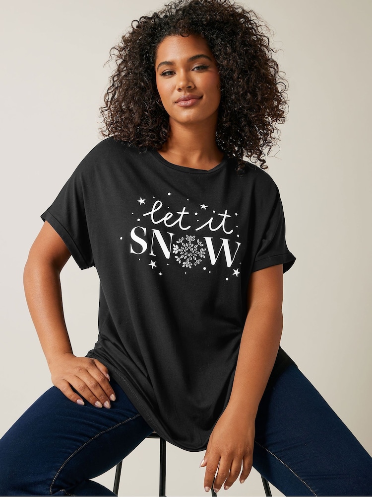 Evans Let It Snow Black T-Shirt - Image 1 of 5