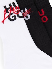 HUGO Black Logo-Detail Socks 3 Pack In A Short Length - Image 2 of 3
