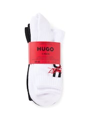 HUGO Black Logo-Detail Socks 3 Pack In A Short Length - Image 3 of 3