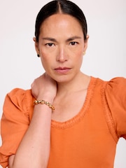 Mint Velvet Orange Cotton Puff Sleeve Top - Image 5 of 7
