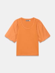 Mint Velvet Orange Cotton Puff Sleeve Top - Image 6 of 7