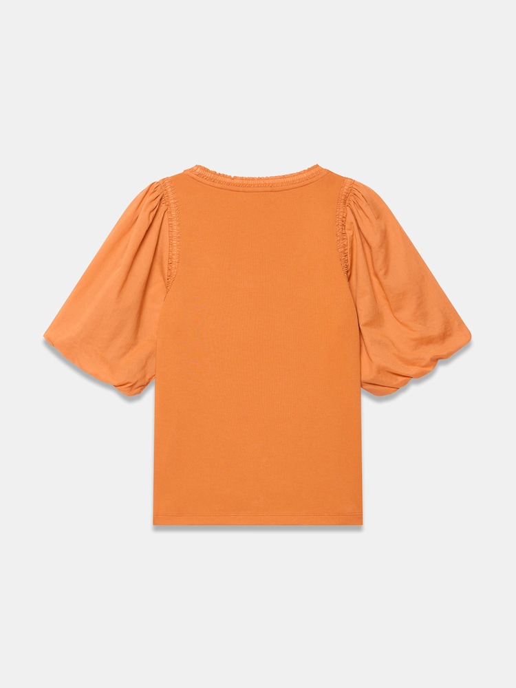 Mint Velvet Orange Cotton Puff Sleeve Top - Image 7 of 7