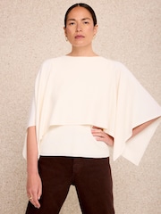 Mint Velvet Cream Layered Poncho Knit Top - Image 1 of 7