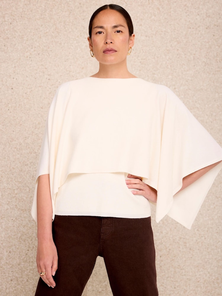 Mint Velvet Cream Layered Poncho Knit Top - Image 1 of 7 Mint Velvet Cream Layered Poncho Knit Top - Image 1 of 7