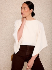Mint Velvet Cream Layered Poncho Knit Top - Image 2 of 7
