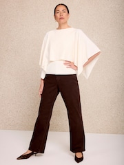 Mint Velvet Cream Layered Poncho Knit Top - Image 3 of 7
