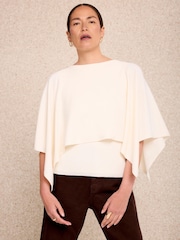 Mint Velvet Cream Layered Poncho Knit Top - Image 5 of 7
