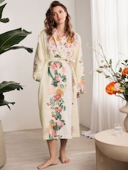 Amarillo floral - Kew Collection 100% Cotton Lightweight Dressing Gown - Imagen 1 de 1