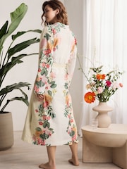 Желтый с цветами - Kew Collection 100% Cotton Lightweight Dressing Gown - Изображение 3 из 9