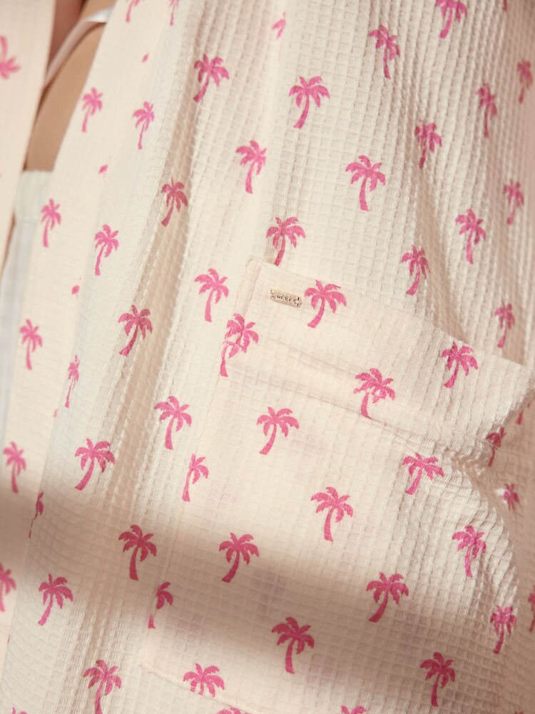 Pink Palms Waffle Dressing Gown - Image 5 of 8