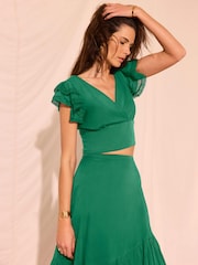 Mint Velvet Green Cotton Top And Midi Skirt Set - Image 2 of 8