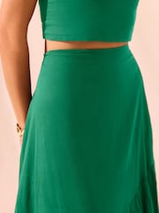 Mint Velvet Green Cotton Top And Midi Skirt Set - Image 4 of 8