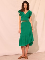 Mint Velvet Green Cotton Top And Midi Skirt Set - Image 5 of 8