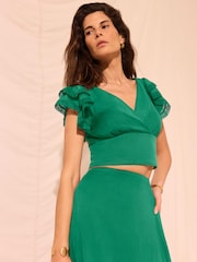 Mint Velvet Green Cotton Top And Midi Skirt Set - Image 6 of 8
