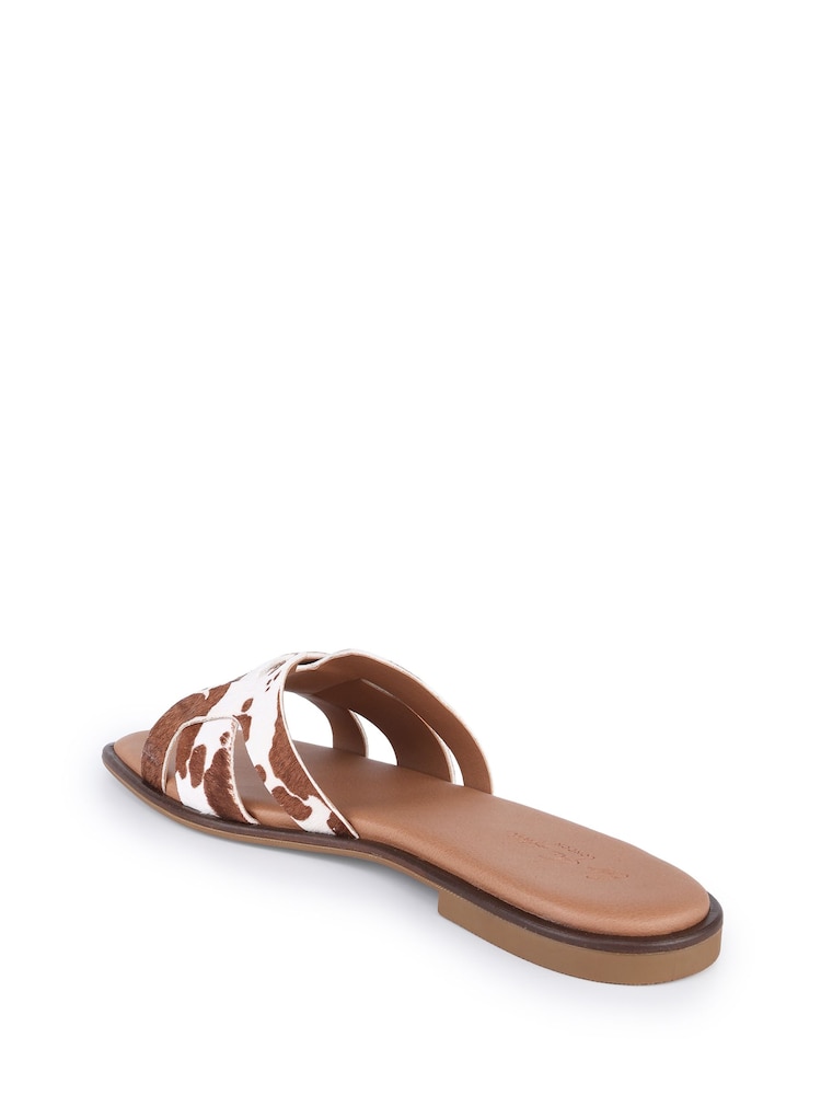 Off The Hook Animal Heath Leather Slip-On Flat Mule Sandals - Image 2 of 6