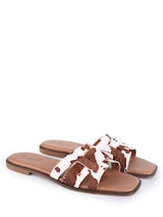 Off The Hook Animal Heath Leather Slip-On Flat Mule Sandals - Image 3 of 6