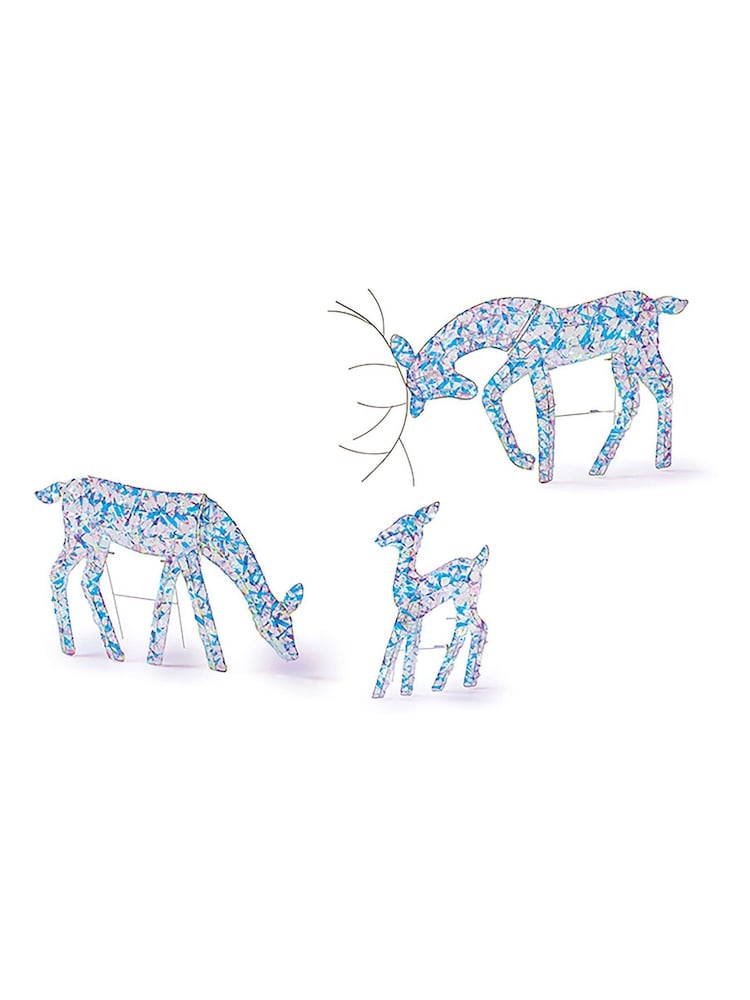 Premier Decorations Ltd Set3 Lit Iridescent Twist Reindeers with White Lights - Image 1 of 1