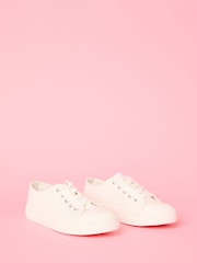 Lipsy White Girls Flat Lace Up Retro Canvas Trainers - Image 4 of 7
