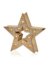 Premier Decorations Ltd Set of 3 Christmas Wood Star with Warm White Lights - Image 4 of 5