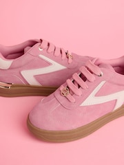 Lipsy Pink Slim Flat Sole Stripe Gum Outsole Trainers - Image 3 of 5