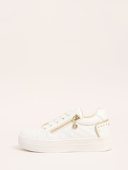 Lipsy White Quilted Lace Up Chunky Flatform Quilted Faux Leather Trainers - Image 5 of 5