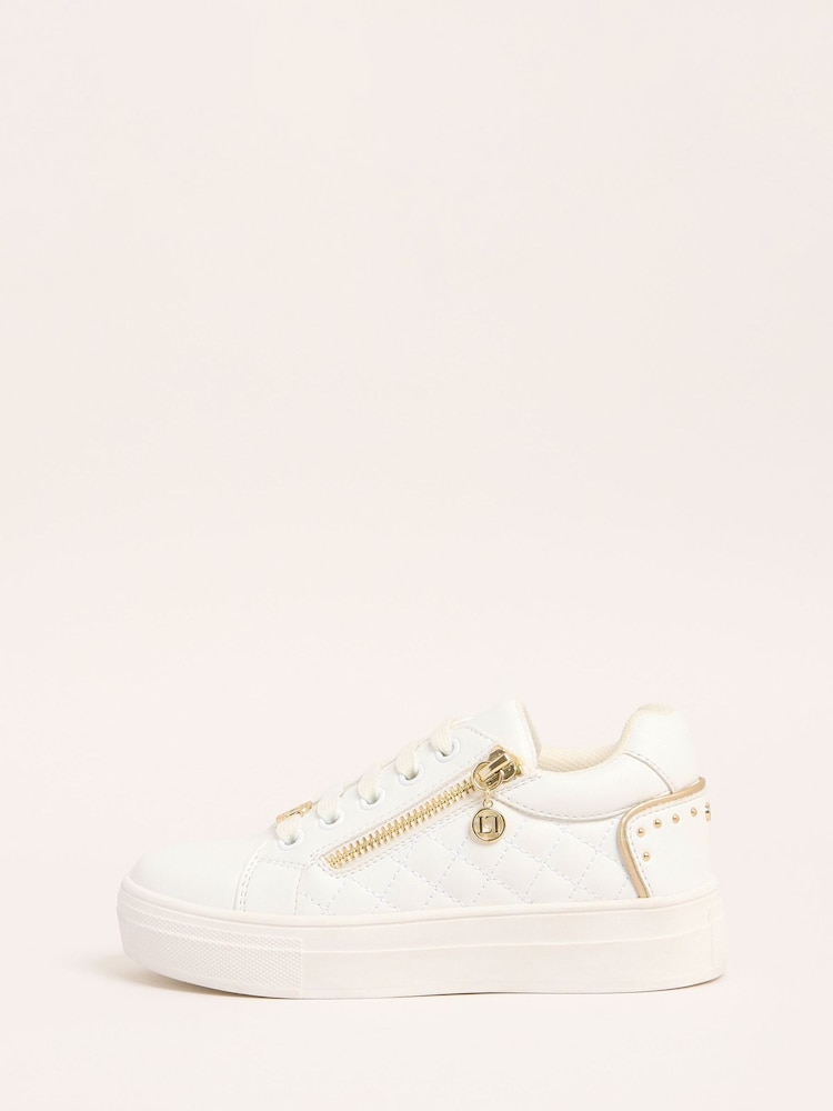Blanco guateado - Lipsy Lace Up Chunky Flatform Quilted Faux Leather Trainers - Imagen 5 de 5 Blanco guateado - Lipsy Lace Up Chunky Flatform Quilted Faux Leather Trainers - Imagen 5 de 5