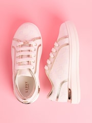 Lipsy White Canvas Slim Flat Sole Stripe Gum Outsole Trainers - Image 1 of 5