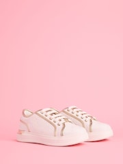 Lipsy White Canvas Slim Flat Sole Stripe Gum Outsole Trainers - Image 2 of 5
