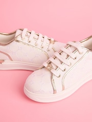 Lipsy White Canvas Slim Flat Sole Stripe Gum Outsole Trainers - Image 3 of 5