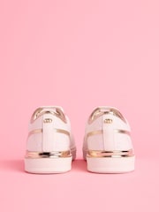 Lipsy White Canvas Slim Flat Sole Stripe Gum Outsole Trainers - Image 4 of 5