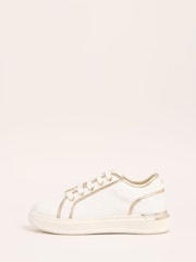 Lipsy White Canvas Slim Flat Sole Stripe Gum Outsole Trainers - Image 5 of 5