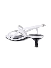 Off The Hook White Sammi Leather Strappy Kitten Heel Sandals - Image 3 of 6