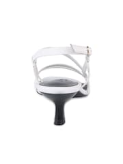 Off The Hook White Sammi Leather Strappy Kitten Heel Sandals - Image 5 of 6