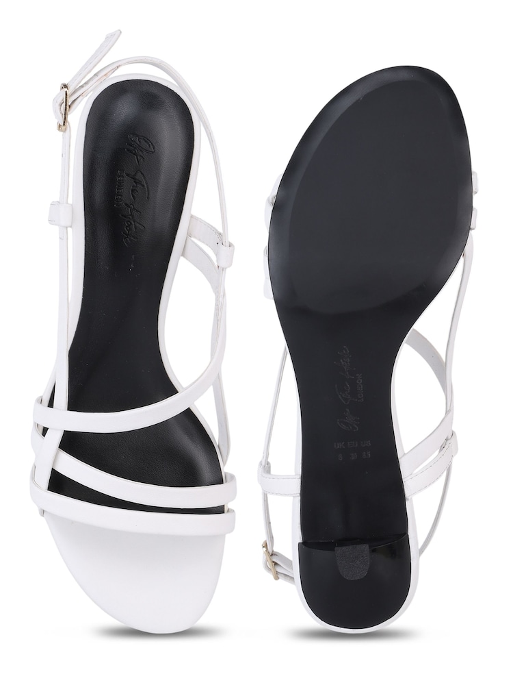 Off The Hook White Sammi Leather Strappy Kitten Heel Sandals - Image 6 of 6
