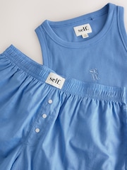 self. Blue Rib Vest Short Set Pyjamas - Image 10 of 10