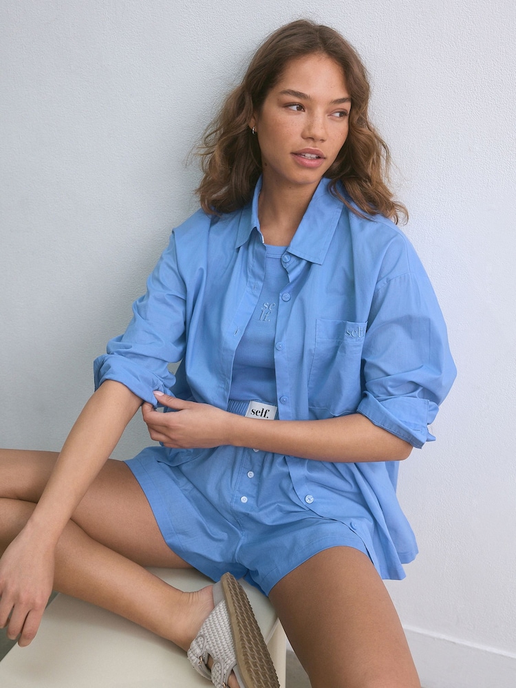 Blau - self. Geripptes Pyjamaset aus Trägershirt und Shorts - Bild 2 von 10 Blau - self. Geripptes Pyjamaset aus Trägershirt und Shorts - Bild 2 von 10