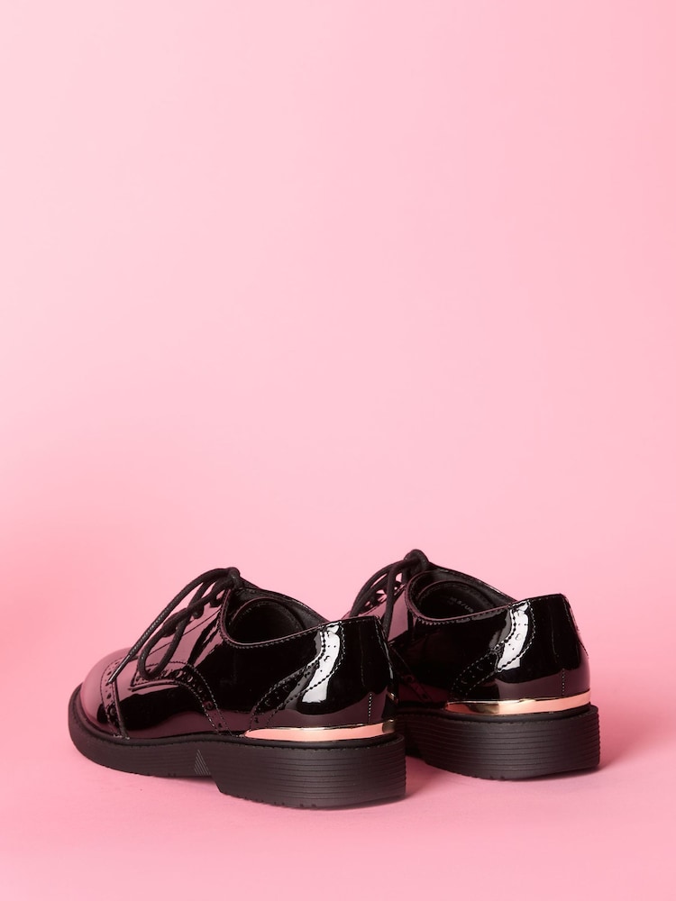 Lipsy Chaussures plates vernies À lacets Brogue Chaussures d’école - Image 3 of 5