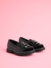 Lipsy Black Chunky Bow Loafer School Shoes - Image 3 of 4