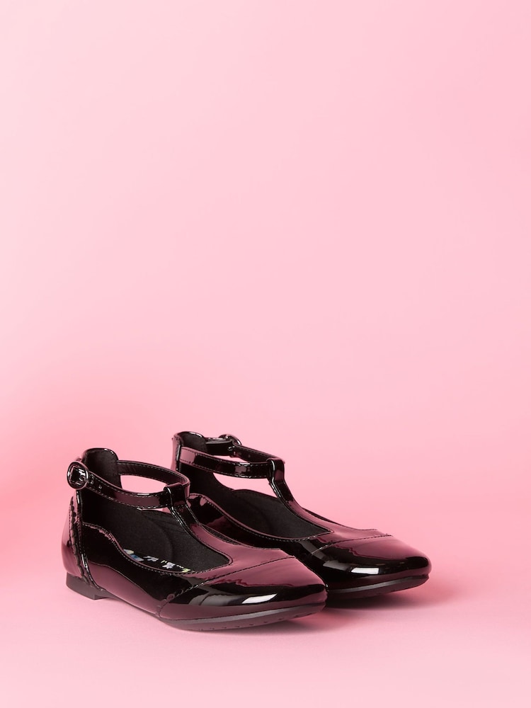 Lipsy Black Slim Sole T Bar Ballerina School Shoes - Image 2 of 5