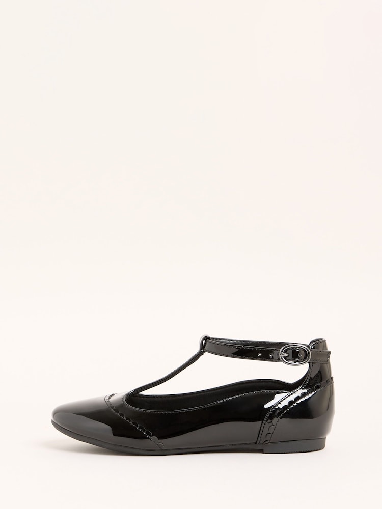 Lipsy Black Slim Sole T Bar Ballerina School Shoes - Image 5 of 5